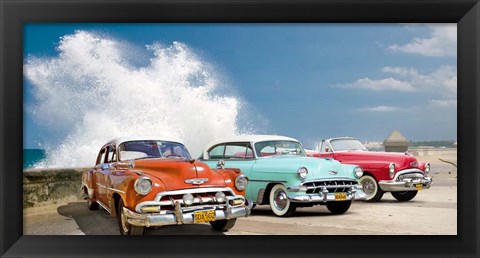 Framed Cars in Avenida de Maceo, Havana, Cuba Print