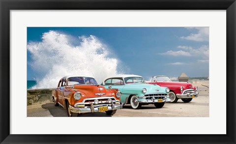 Framed Cars in Avenida de Maceo, Havana, Cuba Print