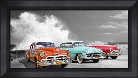 Framed Cars in Avenida de Maceo, Havana, Cuba (BW) Print