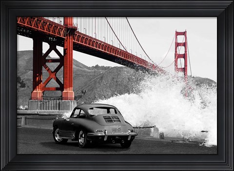 Framed Under the Golden Gate Bridge, San Francisco (BW) Print