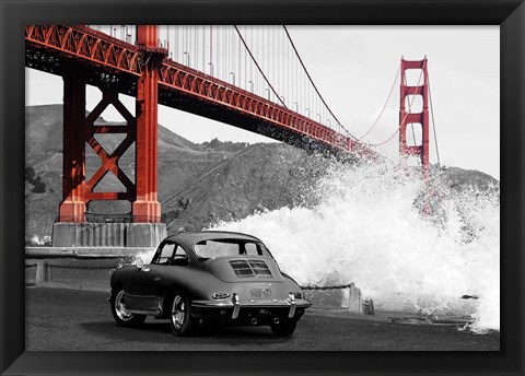 Framed Under the Golden Gate Bridge, San Francisco (BW) Print