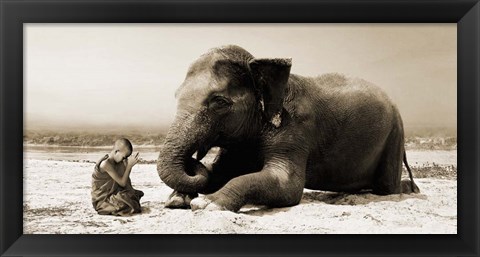 Framed Praying by the River Print