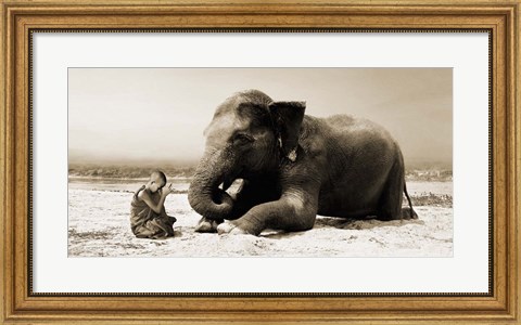 Framed Praying by the River Print