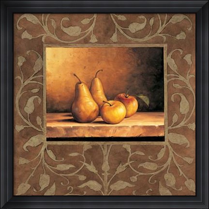Framed Andres Gonzales - Pears and Apples Size 27.5x27.5 Print