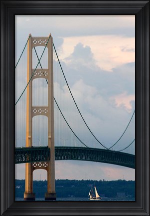 Framed Mackinac Bridge on a Clear Day Print