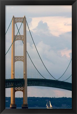 Framed Mackinac Bridge on a Clear Day Print