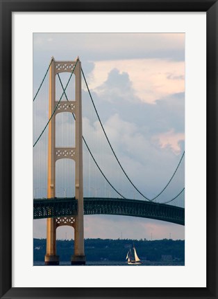 Framed Mackinac Bridge on a Clear Day Print