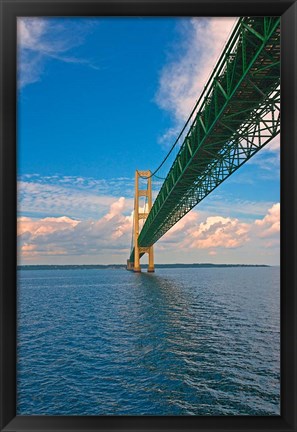 Framed Sailing under the Mackinac Bridge Print