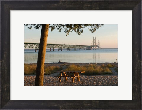 Framed Mackinac Bridge, Mackinaw City Print