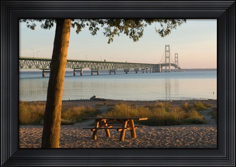 Framed Mackinac Bridge, Mackinaw City Print