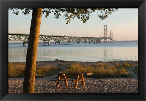 Framed Mackinac Bridge, Mackinaw City Print