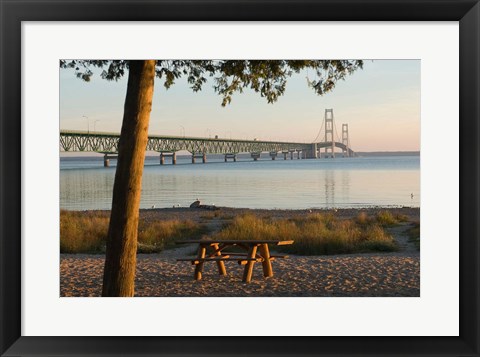 Framed Mackinac Bridge, Mackinaw City Print