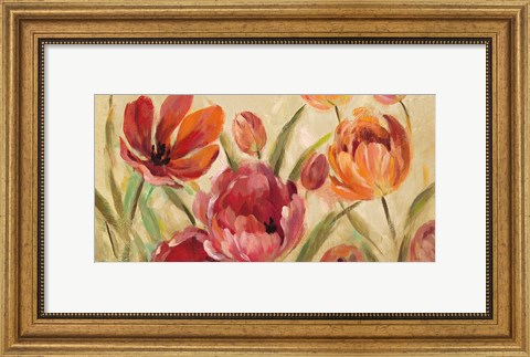 Framed Expressive Tulips Neutral v2 Print