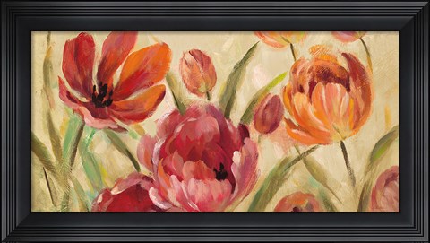 Framed Expressive Tulips Neutral v2 Print