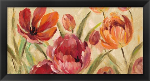 Framed Expressive Tulips Neutral v2 Print