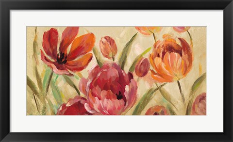 Framed Expressive Tulips Neutral v2 Print