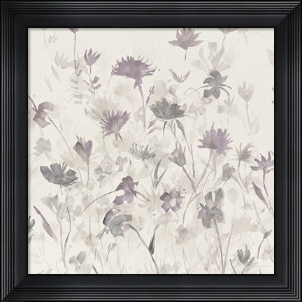 Framed Garden Shadows III Purple Grey Print