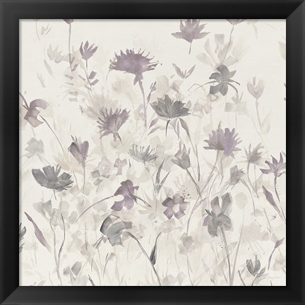 Framed Garden Shadows III Purple Grey Print