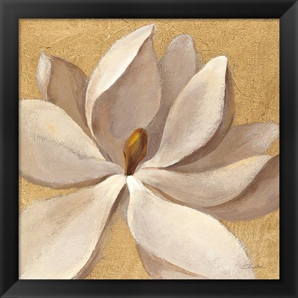 Framed Sunset Flower I on Gold Print