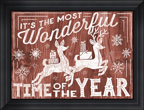 Framed Rustic Holiday I Print