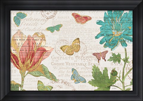 Framed Bookshelf Botanical I Print