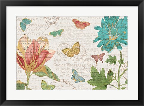 Framed Bookshelf Botanical I Print