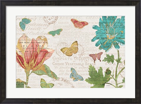 Framed Bookshelf Botanical I Print