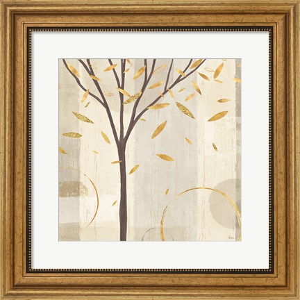 Framed Watercolor Forest Gold IV Print