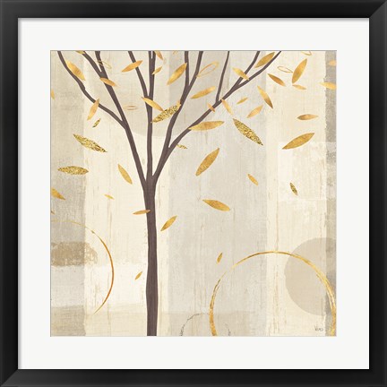 Framed Watercolor Forest Gold IV Print