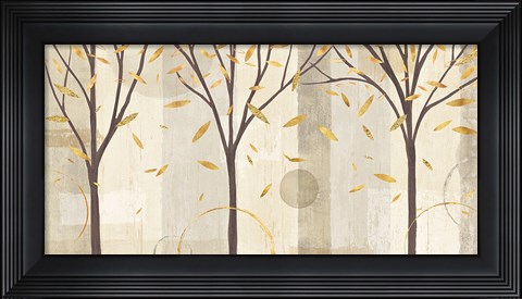 Framed Watercolor Forest Gold I Print