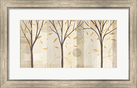 Framed Watercolor Forest Gold I Print
