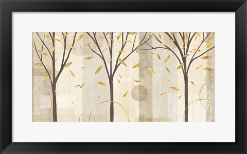 Framed Watercolor Forest Gold I Print