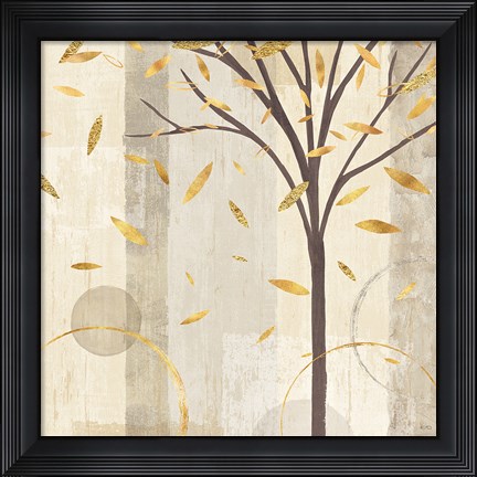 Framed Watercolor Forest Gold III Print