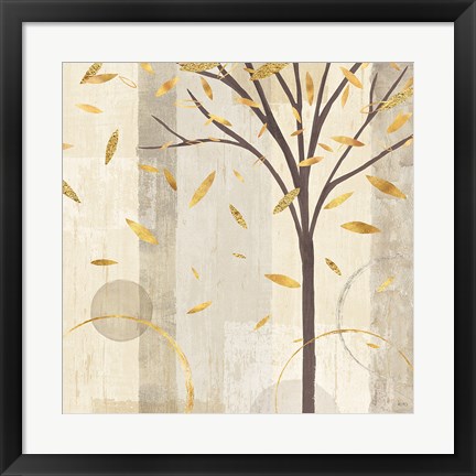 Framed Watercolor Forest Gold III Print