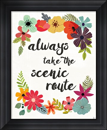 Framed Words and Petals III Print