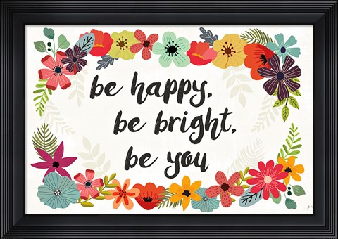 Framed Words and Petals I Print