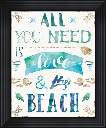 Framed Love and the Beach I Print