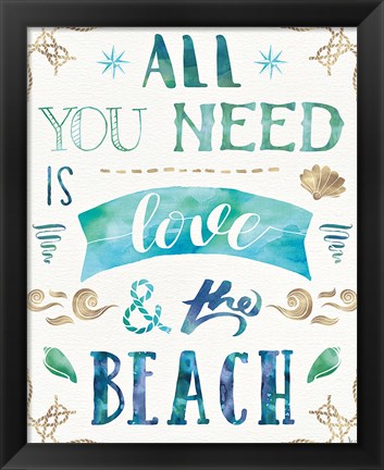 Framed Love and the Beach I Print