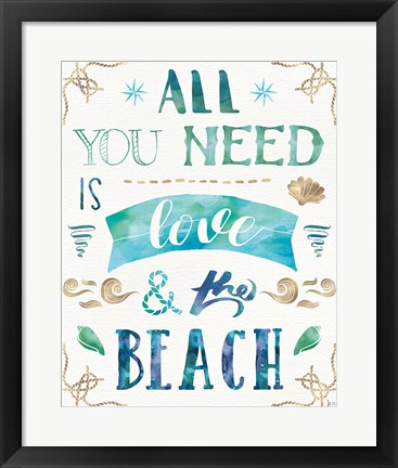 Framed Love and the Beach I Print