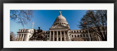 Framed Statue outside a government building, Mississippi State Capitol, Jackson, Mississippi Print