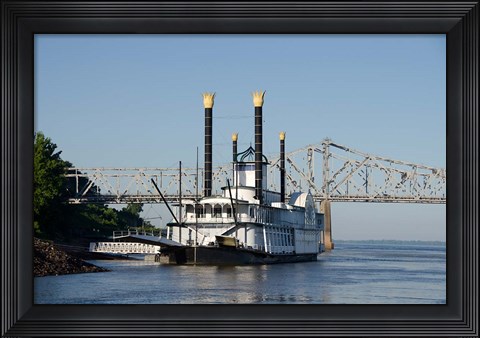 Framed Paddlewheel boat and casino, Mississippi River, Mississippi Print
