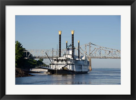 Framed Paddlewheel boat and casino, Mississippi River, Mississippi Print