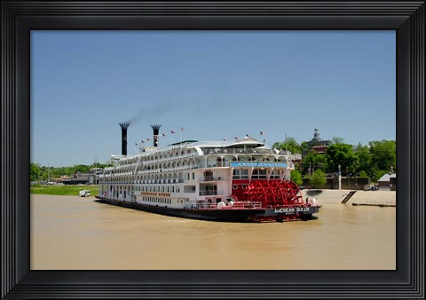 Framed Mississippi, Vicksburg American Queen cruise paddlewheel boat Print