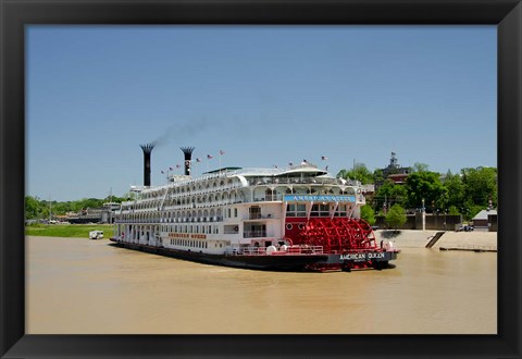 Framed Mississippi, Vicksburg American Queen cruise paddlewheel boat Print