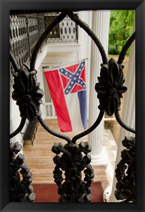 Framed Mississippi Mississippi state flag at the Waverley Plantation Print