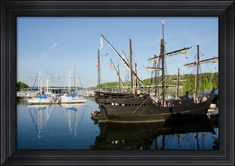 Framed Mississippi Reproductions of Columbus ships the Nina and Pinta Print