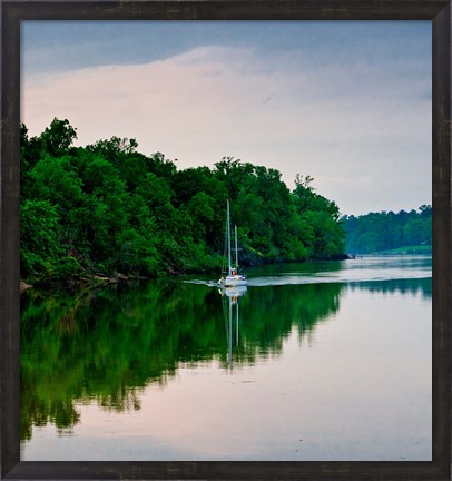 Framed Sailboat Sailing Down the Tombigbee River in Mississippi Print