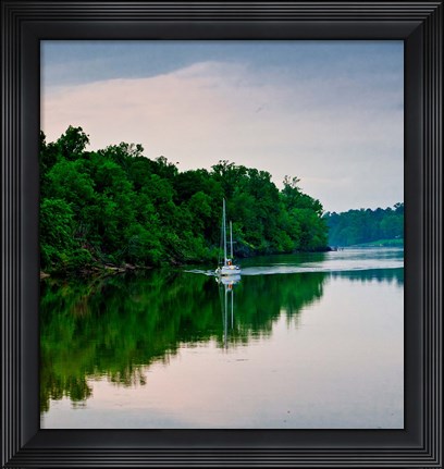 Framed Sailboat Sailing Down the Tombigbee River in Mississippi Print