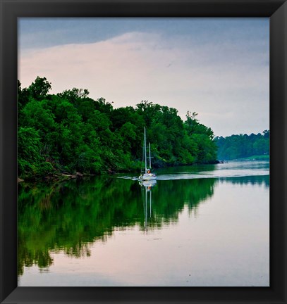 Framed Sailboat Sailing Down the Tombigbee River in Mississippi Print