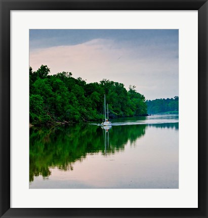 Framed Sailboat Sailing Down the Tombigbee River in Mississippi Print